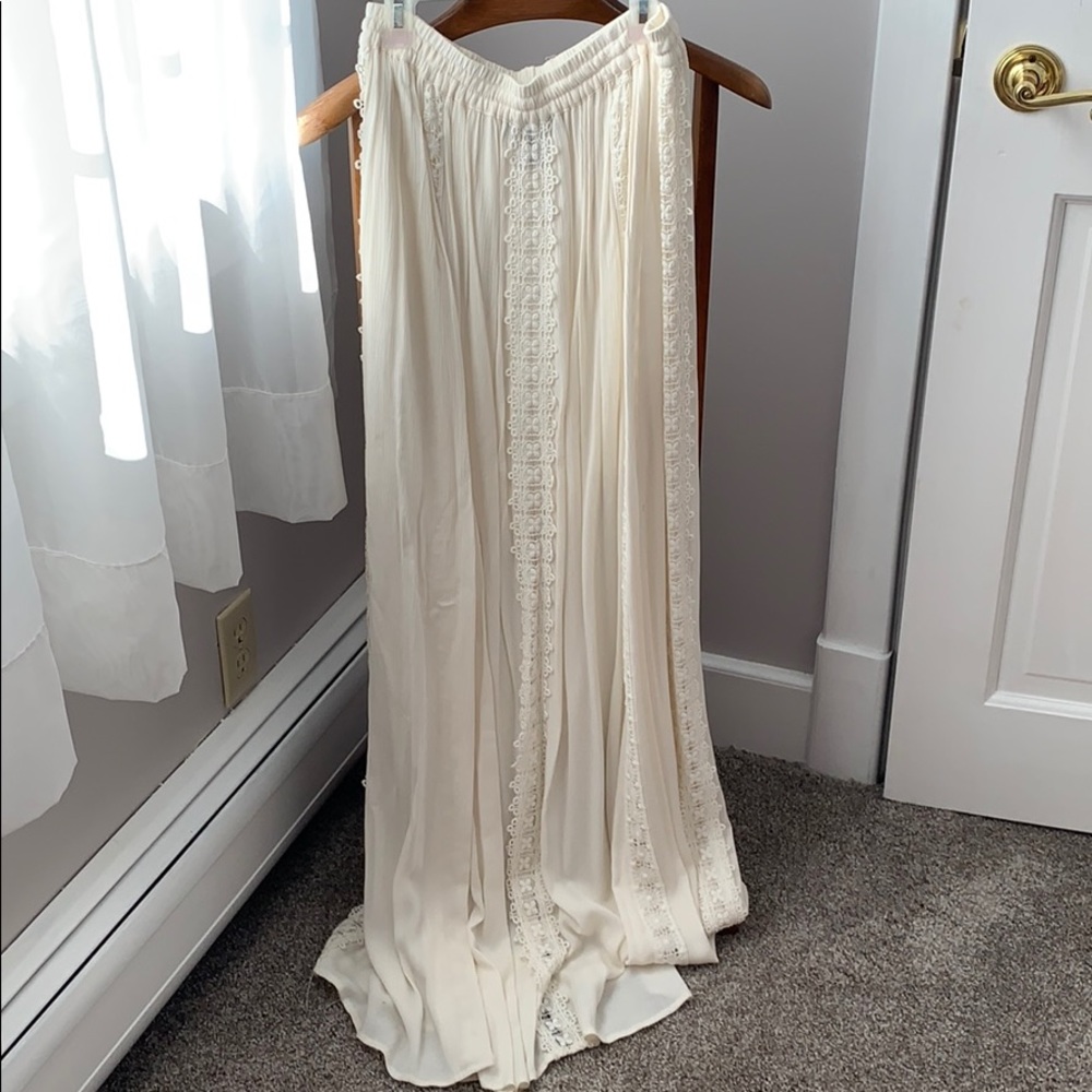 Off white long boho skirt